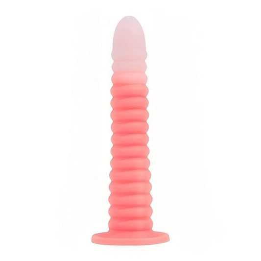 Pink Fantasy Anal Plug,Premium Liquid Silicone Colorful Glowing Penis Toy for Vaginal and Anal Sex,Equipped with Strong Suction Cups for Women Men Couples.