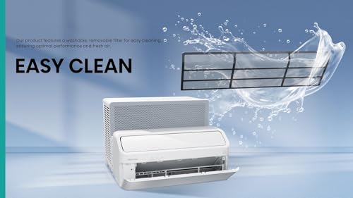 Hisense 8,000 BTU Smart Inverter Window Air Conditioner Easy Install Bracket, Up to 350 Sq Ft, Ultra-Slim Profile, 3 Speed, 700W, 4‑Way Air Direction HLAW0825TW (Renewed)