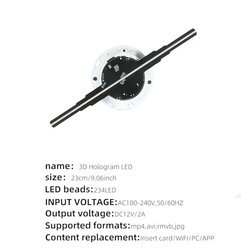 Missyou 3DHologramFanLED Holographic Projector with WiFi Bluetooth Remote,1500+ Videos, for Store Display Events Exhibition Wall Mount