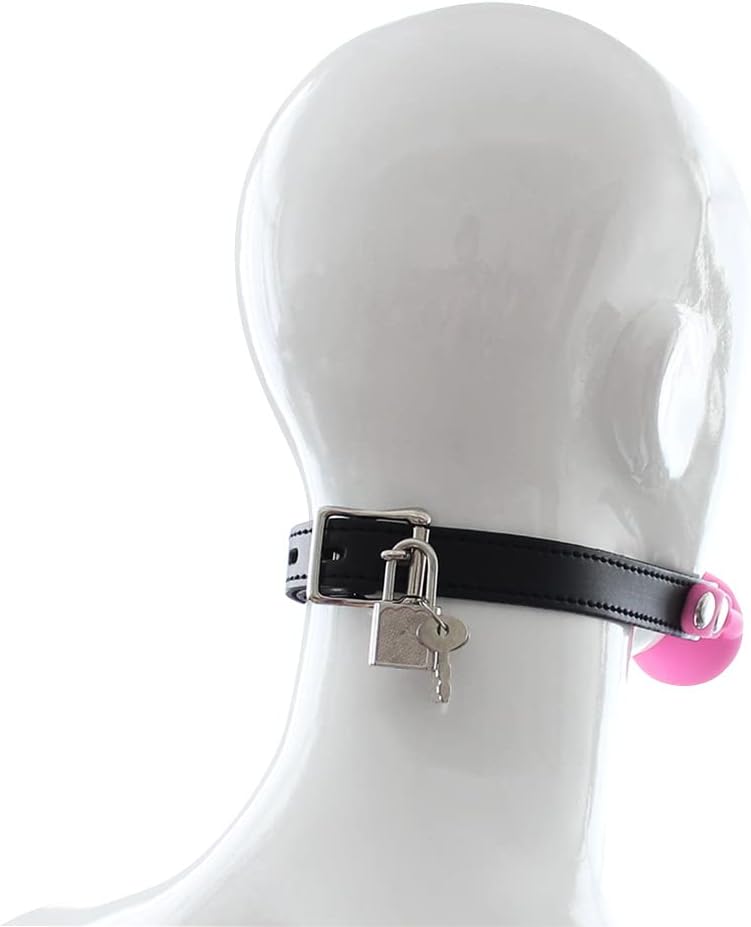 Romi Silicone Mouth Ball Gag with Lockable Adjustable Strap Open Mouth Restraints Fantasy Sex Toys for Lover Couple (Pink)