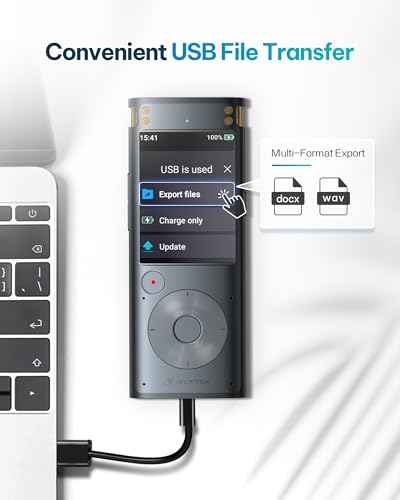 iFLYTEK Offline Voice Recorder with Playback, Secure Digital Recorder with AI Transcription, 5-Language Voice-to-Text, Noise Reduction, AI Voice Recorder for Meetings, Interviews, Learning