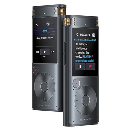 iFLYTEK Offline Voice Recorder with Playback, Secure Digital Recorder with AI Transcription, 5-Language Voice-to-Text, Noise Reduction, AI Voice Recorder for Meetings, Interviews, Learning