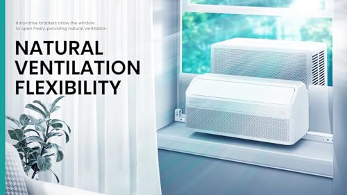 Hisense 8,000 BTU Smart Inverter Window Air Conditioner Easy Install Bracket, Up to 350 Sq Ft, Ultra-Slim Profile, 3 Speed, 700W, 4‑Way Air Direction HLAW0825TW (Renewed)