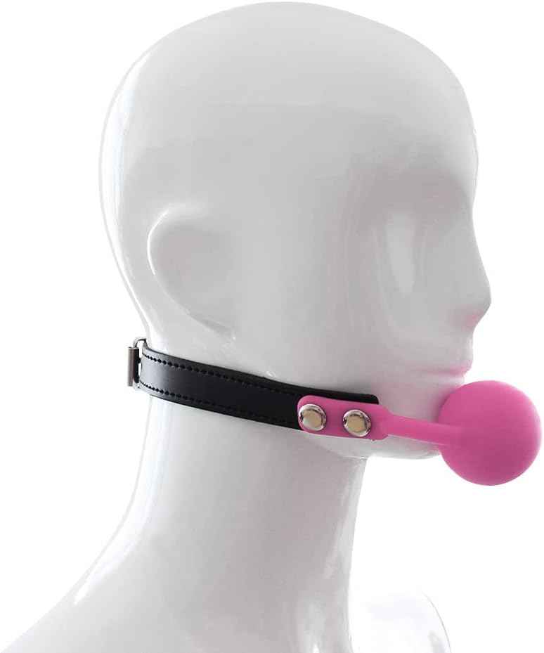 Romi Silicone Mouth Ball Gag with Lockable Adjustable Strap Open Mouth Restraints Fantasy Sex Toys for Lover Couple (Pink)