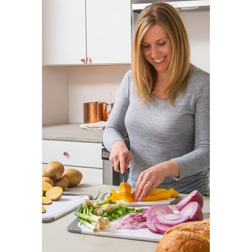 Cutting Boards for Kitchen - BPA-Free Chopping Board - Different Sizes & Non Slip Handles - Reversible, Large Cutting Board Set - Unique Gifts for Cooks Who Have Everything - 3-Pack