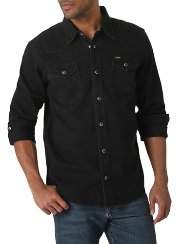 Wrangler Men's Iconic Denim Regular Fit Snap Shirt