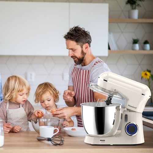 Honinst Stand Mixer, 6.5QT 10-Speed Tilt-Head Electric Stand Mixer, 3-In-1 Kitchen Mixer with Bowl, Dough Hook, Whisk and Beater, Food Mixer for Baking, Cake and Most Home Cooks,