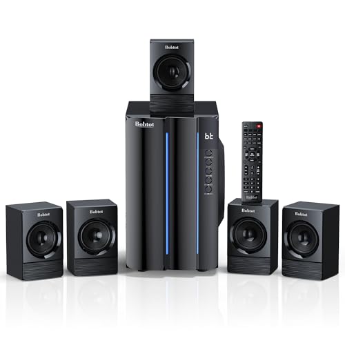 Bobtot Home Theater Surround Sound System for TV - 6.5inch Subwoofer 800W Peak Deep Bass 5.1 Wired Satellite Speakers Audio Stereo Systems Support ARC Optical Bluetooth Aux Input