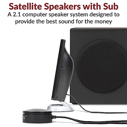Cyber Acoustics 2.1 Subwoofer Speaker System with 18W of Power – Great for Music, Movies, Gaming, and Multimedia Computer Laptops (CA-3090) Green
