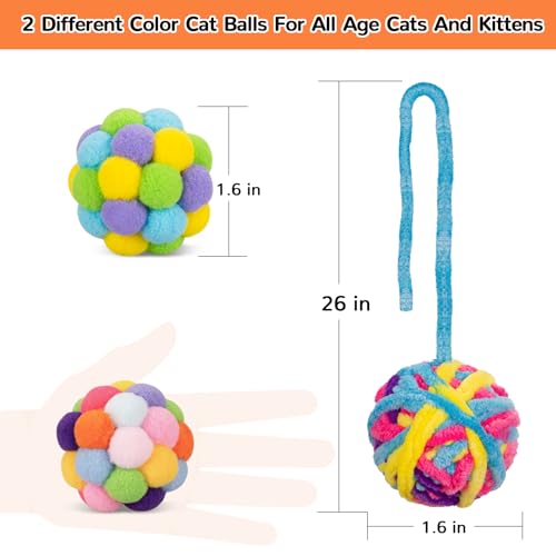 Retro Shaw Cat Toys Balls with Bells, Woolen Yarn Kitten Ball Toys, Interactive Kitten Toys for Indoor Cats Kitty, Cat Nip Chew Toys for All Pet Breed