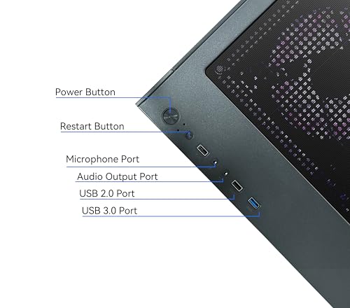 YAWYORE Gaming PC Desktop Computer AMD Ryzen 5 5600GT,16GB DDR4 3200MHz,1TB M.2 NVMe PCle,550W 80PLUS PSU,WiFi,Game Design Office Console,Sea View Room, Towers PC (Black)