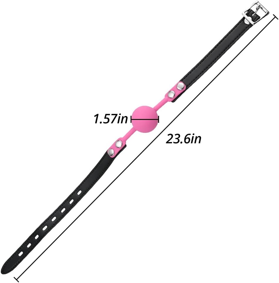 Romi Silicone Mouth Ball Gag with Lockable Adjustable Strap Open Mouth Restraints Fantasy Sex Toys for Lover Couple (Pink)