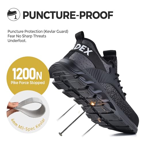 SUADEX Steel Toe Sneakers for Men Women Indestructible Work Safety Shoes Lightweight Comfortable Slip Resistant Composite Toe