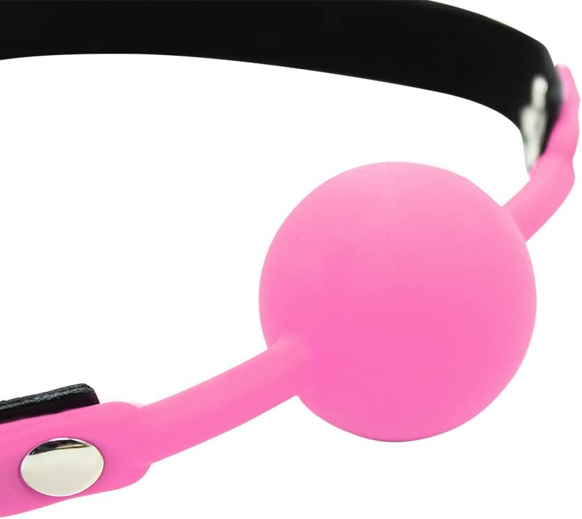 Romi Silicone Mouth Ball Gag with Lockable Adjustable Strap Open Mouth Restraints Fantasy Sex Toys for Lover Couple (Pink)