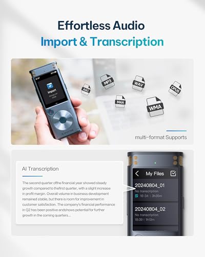 iFLYTEK Offline Voice Recorder with Playback, Secure Digital Recorder with AI Transcription, 5-Language Voice-to-Text, Noise Reduction, AI Voice Recorder for Meetings, Interviews, Learning