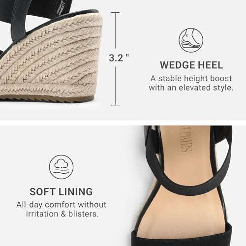 DREAM PAIRS Womens Open Toe Espadrilles Dressy Platform Sandals Slip on Elastic Ankle Strap Wedges Sandals