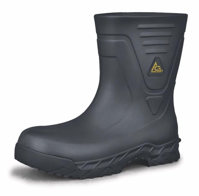 ACE Unisex Slip-Resistant Work Boots - Water-Resistant, Non-Slip Industrial Safety Boots for Men & Women with Soft Toe or Composite Toe - Bullfrog Pro II