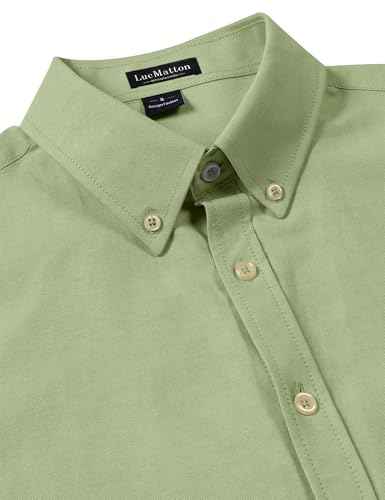LucMatton Men's Oxford Short Sleeve Button Down Shirt Summer Casual Midweight Regular fit Dress Shirts with Pocket