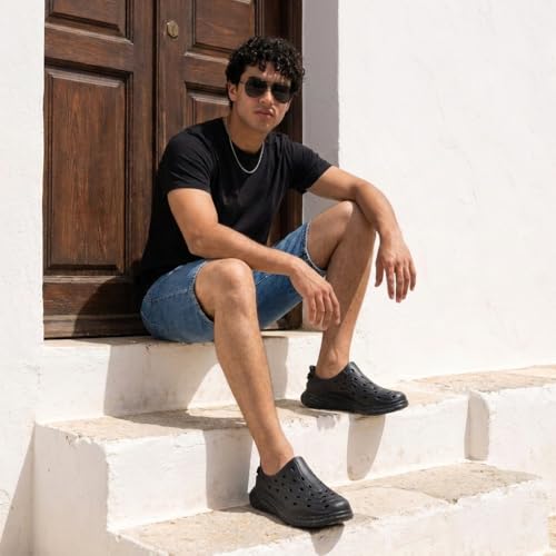 CUSHIONAIRE Fuel EVA Recovery Shoes for Men, Lightweight Slip On Waterproof Sneaker Clogs with Cushioned Footbed and Ventilated Design