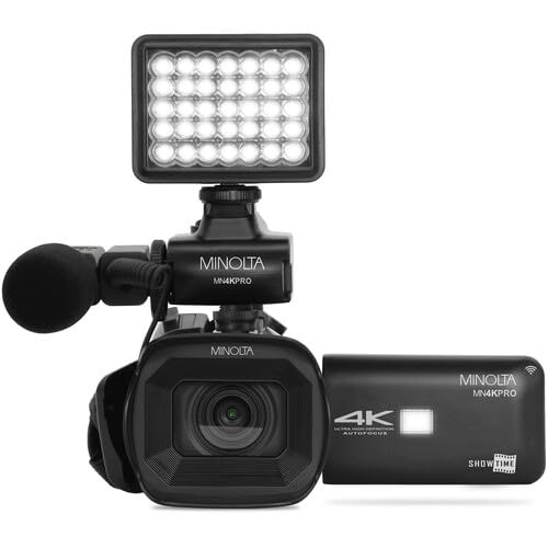 Minolta MN4KPRO 4K60FPS UHD 64 MP Autofocus Pro Camcorder Kit w/WiFi Bundle with 2X 128GB Memory Card + 72" Camera Tripod + USB Card Reader, SD/microSD + Corel Photo, Video, & Art Suite Deluxe