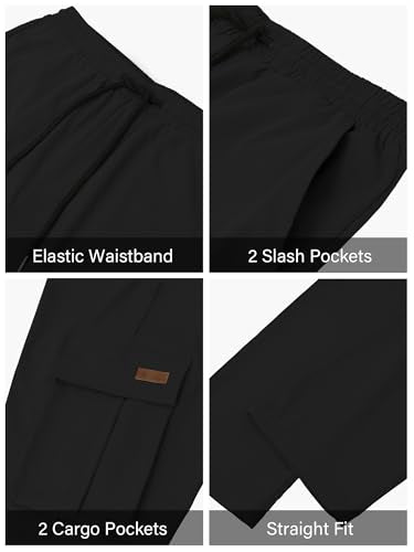 PLEPAN Men's Casual Cargo Pants Drawstring Hiking Workout Tactical Joggers Sweatpants for Men with Pockets