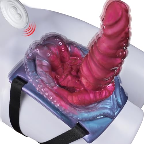 Monster Fantasy Dildo Riding Grinder Sex Toy, Vibrating Tentacle Alien Dildo Sit and Ride Vibrator with 10 Vibrations, G Spot Clitoral Vibrator Remote Silicone Strap on Adult Sex Toy for Women Men