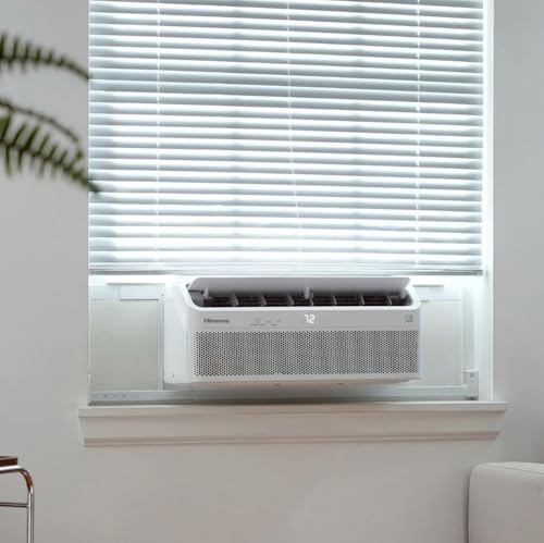 Hisense 8,000 BTU Smart Inverter Window Air Conditioner Easy Install Bracket, Up to 350 Sq Ft, Ultra-Slim Profile, 3 Speed, 700W, 4‑Way Air Direction HLAW0825TW (Renewed)