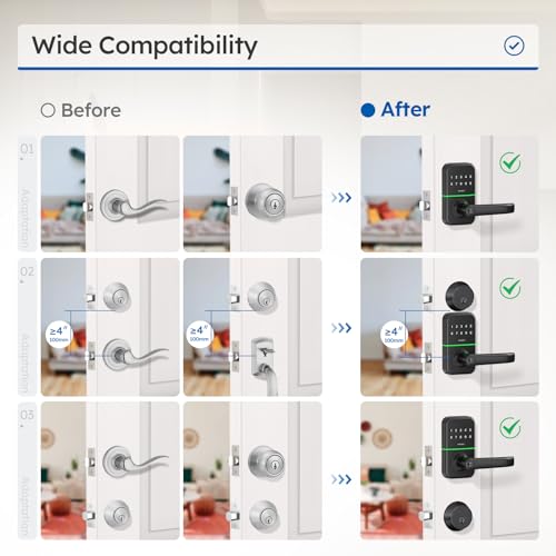 Smart Door Handle Lock with Keypad: Kucacci Keyless Entry Digital Knob for Front Door - Electronic Smart Lock with Keypad - Exterior Code Door Knob - Easy Installation