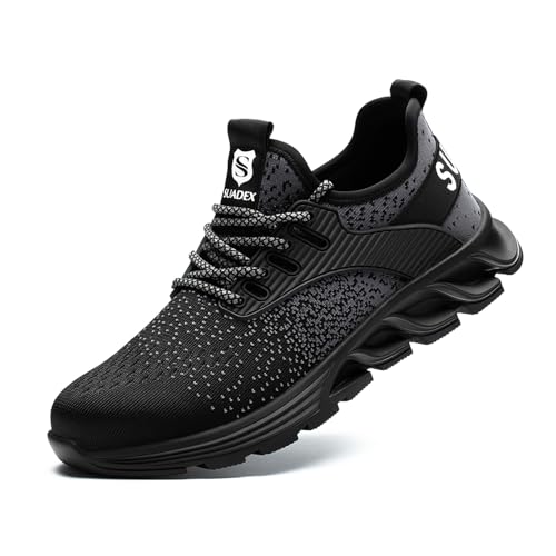 SUADEX Steel Toe Sneakers for Men Women Indestructible Work Safety Shoes Lightweight Comfortable Slip Resistant Composite Toe