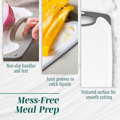 Cutting Boards for Kitchen - BPA-Free Chopping Board - Different Sizes & Non Slip Handles - Reversible, Large Cutting Board Set - Unique Gifts for Cooks Who Have Everything - 3-Pack