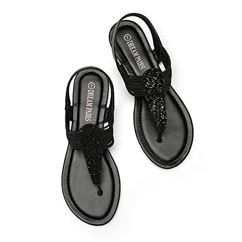 DREAM PAIRS Women's Elastic Strappy String Thong Ankle Strap Summer Gladiator Sandals