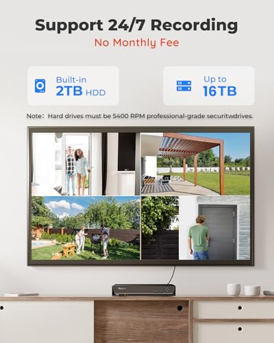 REOLINK Smart 5MP 8CH Home Security Camera System, 4pcs Wired PoE IP Cameras Outdoor with Person/Pet/Vehicle Detection, 4K 8CH NVR with 2TB HDD for 24-7 Recording, RLK8-520D4-5MP