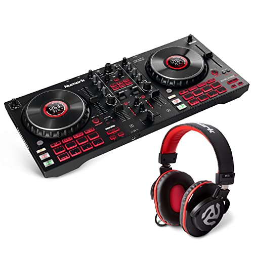 Numark Mixtrack Platinum FX Serato DJ Controller with Jog Wheel Displays, 4 Decks, Mixer, Effects Paddles and Audio Interface