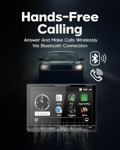 Power Acoustik CPAA-70D10F Car Stereo - Apple CarPlay & Android Auto Head Unit, 10.6" Floating Double DIN Touchscreen Car Stereo with Bluetooth, Aux Input, USB, SD, AM/FM Receiver, CD DVD Player