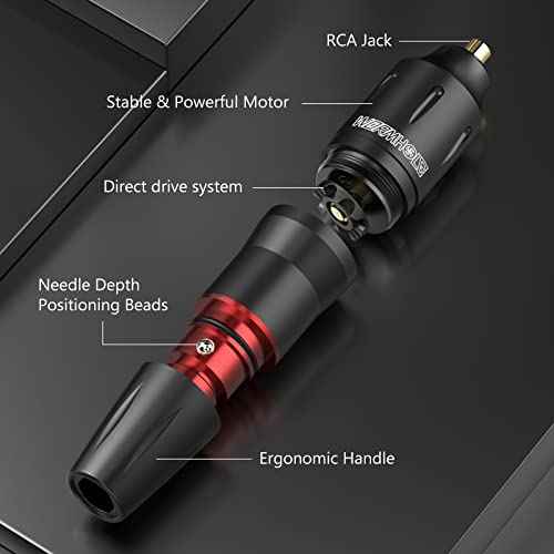 Tattoo Kit, Wormhole Tattoo Gun Kit Tattoo Pen Kit Cartridge Tattoo Machine Kit for Beginners Rotary Tattoo Machine Pen Kit Tattoo Pen Type Machine Kit Professional Complete Tattoo Kit Tattoo Supplies
