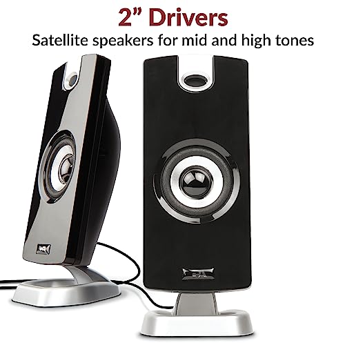Cyber Acoustics 2.1 Subwoofer Speaker System with 18W of Power – Great for Music, Movies, Gaming, and Multimedia Computer Laptops (CA-3090) Green
