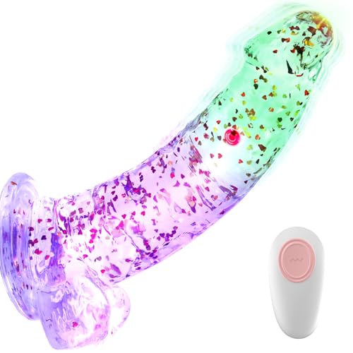 Adult Sex Toys 8.9'' Realistic Dildos - Sex Toys Dildos Vibrator with Suction Cup for Women Sexual Pleasure, Female Sex Toys Clear Dildo with 7 Vibrating Modes, Colorful Anal Dildo for Women Couples