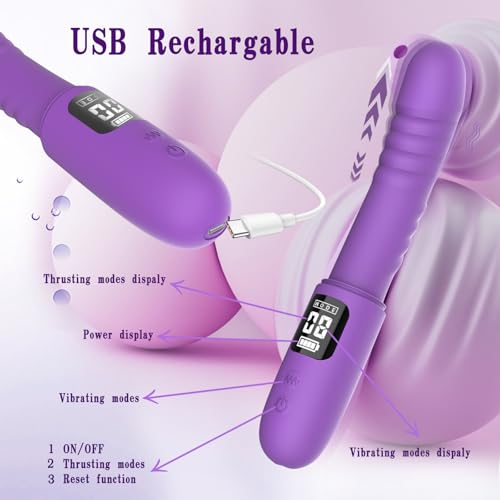 Thrusting Dildo Vibrator Womens Sex Toy, Realistic G Spot Dildos with Cover, 3 Thrustion & 9 Vibration Modes, LED Display Clitoral Anal Stimulator Adult Sex Toys for Women Men Couples