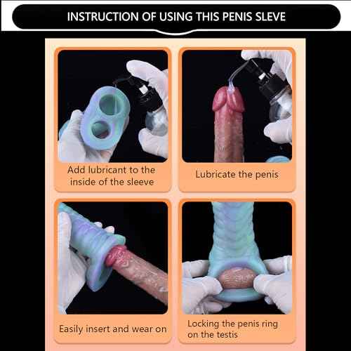 Dragon Penis Sleeve Enlargers Sex Toy for Men, Luminous Silicone Dildo Sleeve Male Penis Girth Extender with Cock Ring, Reusable Penis Enlargement Male Adult Sex Toys for Couples Play