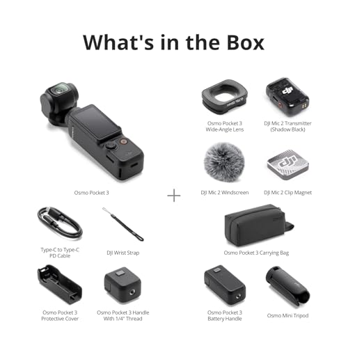DJI Osmo Pocket 3, Vlogging Cameras with 1'' CMOS & 4K/120fps Vlog Camera, 3-Axis Stabilization, Fast Focusing, Face/Object Tracking