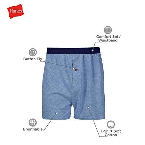 Hanes mens Underwear Boxers Pack, Cool and Breathable Cotton Underwear, Exposed and Comfortflex Waistbands, Multi-pack