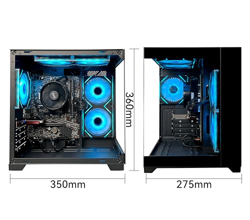 YAWYORE Gaming PC Desktop Computer AMD Ryzen 5 5600GT,16GB DDR4 3200MHz,1TB M.2 NVMe PCle,550W 80PLUS PSU,WiFi,Game Design Office Console,Sea View Room, Towers PC (Black)
