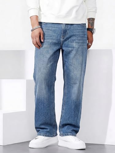 JMIERR Mens Baggy Jeans Stretch Casual Loose Fit Jeans Streetwear Denim Pants