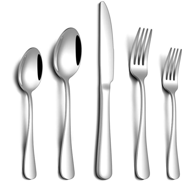 Pleafind 72-Pieces Silverware Set for 12, Flatware Set with Steak Knives, Stainless Steel Cutlery Set, Include Forks Spoons and Knives Set, Dishwasher Safe Utensil Sets for Home Restaurant