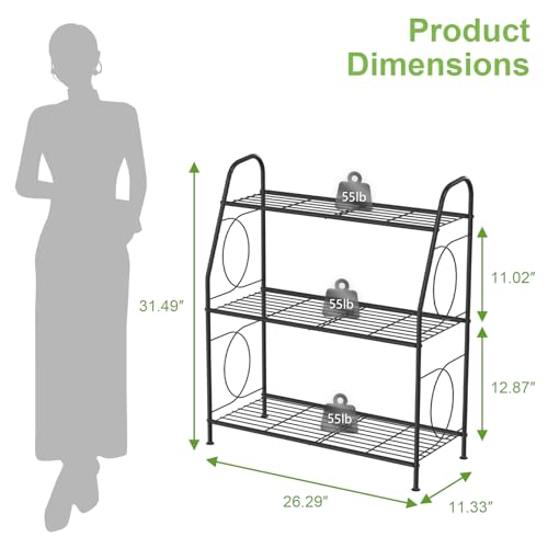 VyGrow Plant Stand, Plant Shelf for Indoor Outdoor, Heavy Duty Metal Outdoor Plant Stand Holder Rack for Living Room Balcony and Garden