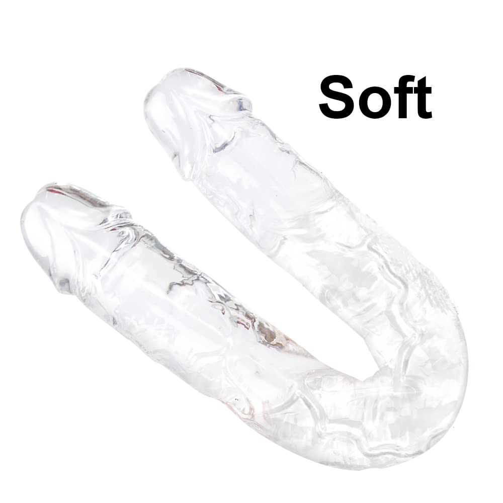 11.8 inches Double Dildo Crystal Realistic Anal Long Dildo Penis with Veins and Glans for Women/Men/Lesbian