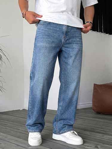 JMIERR Mens Baggy Jeans Stretch Casual Loose Fit Jeans Streetwear Denim Pants