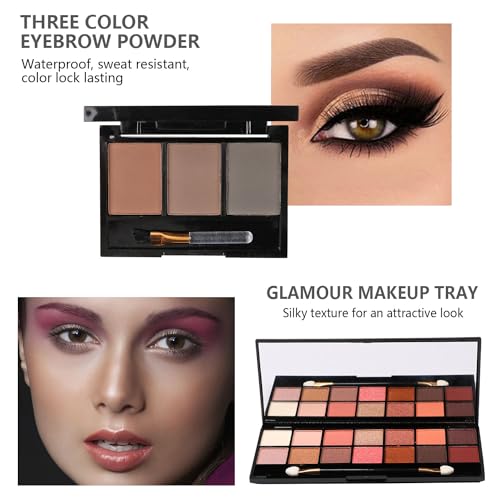 All in One Makeup Kit Full Kit Multipurpose Essential with Eyeshadow Palette,Lip Gloss,Foundation,Mascara,Eyebrow Pencil,Eyeliner,Contour Stick,Powder Puff,Makeup Brushes,Cosmetic Bag,Makeup Set for Women