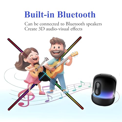 3D Hologram Fan,27.5 Inch 3D Hologram Led Fan Projector 832 HD LED Beads, Holographic Fan Advertising Support APP+Remote+Bluetooth Audio+Splicing,for Store ,Halloween,Christmas