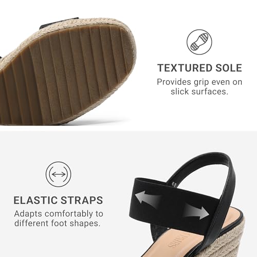 DREAM PAIRS Womens Open Toe Espadrilles Dressy Platform Sandals Slip on Elastic Ankle Strap Wedges Sandals